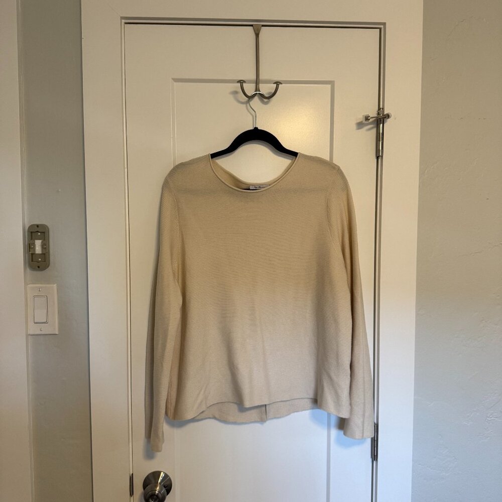 Vera Milano Cream Ribbed Knit Button Back Top Size L